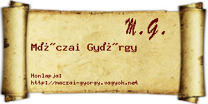 Máczai György névjegykártya